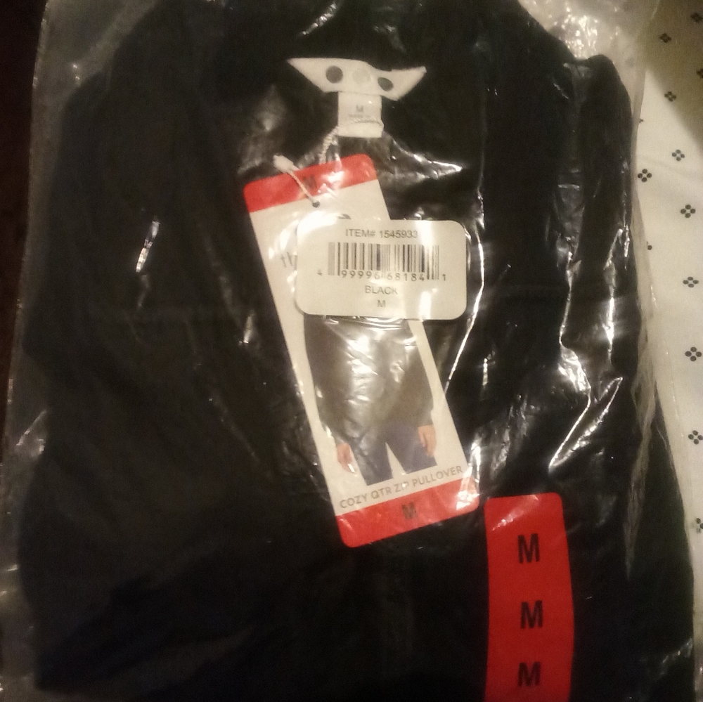 New! Three Dots Ladies' women girls Quarter Zip Pullover - BLACK Size Medium NWT